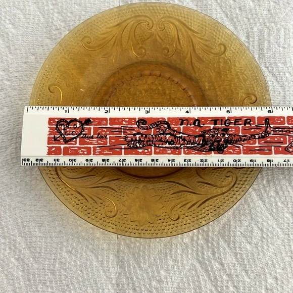 Vintage antique depression glass plate, saucer, and cup three-piece set - Picture 7 of 11